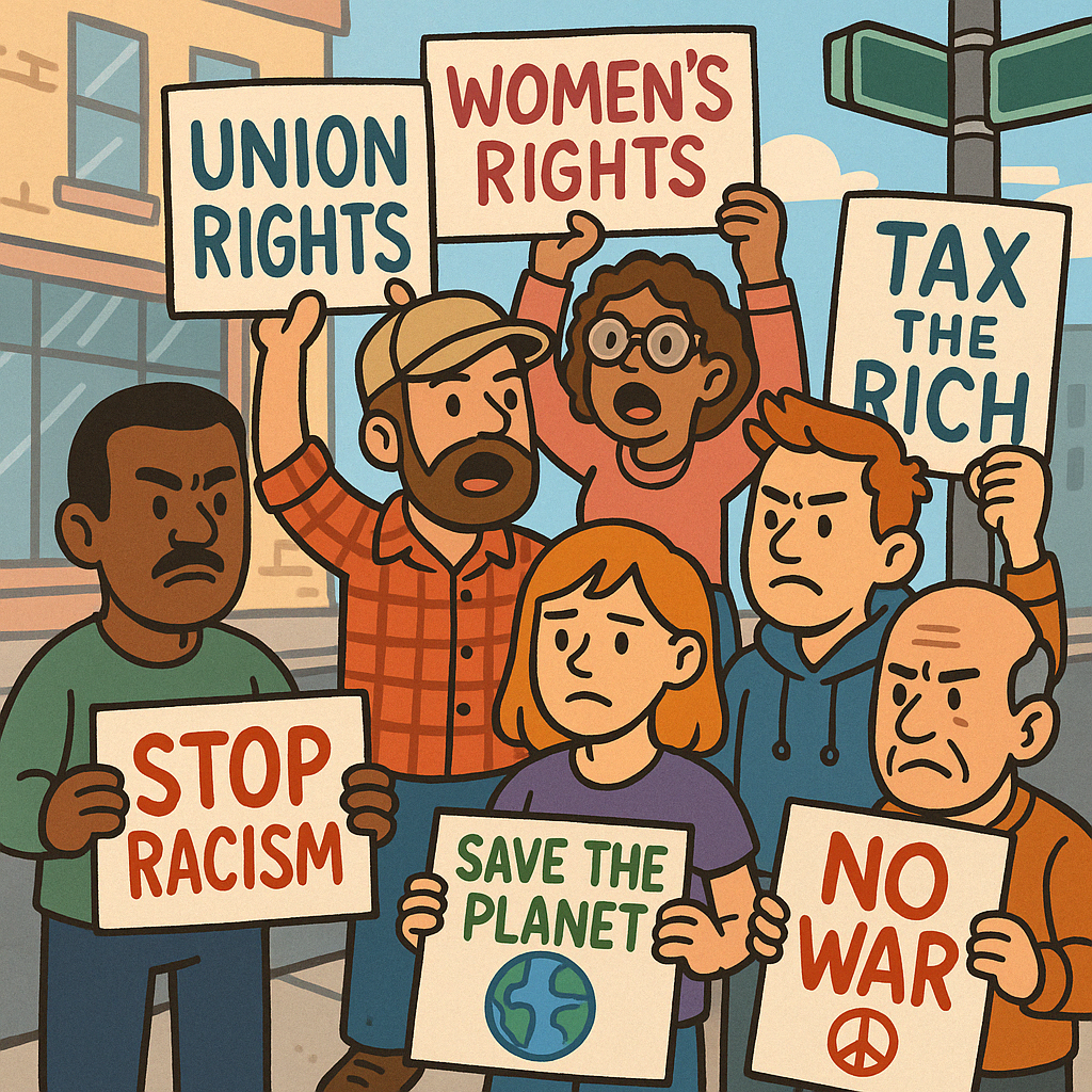 Protesters On A Street Corner